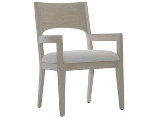 Solaria Oak Wood Beige Upholstered Arm Dining Chair