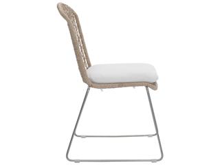 Bernhardt Exteriors Carmel Hazelnut / Stainless Steel Side Outdoor Dining Chair with Seat Pad