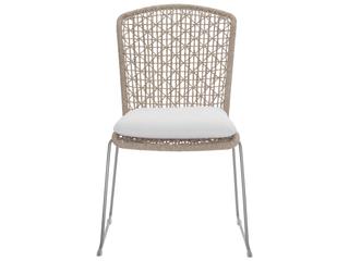 Bernhardt Exteriors Hazelnut Side Outdoor Patio Dining Chair with Seat Pad