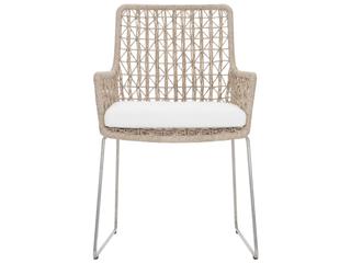 Bernhardt Exteriors Hazelnut Arm Patio Dining Chair with Seat Pad
