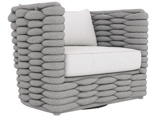 Wailea Nordic Gray Aluminum Swivel Lounge Chair with White Cream Cushions