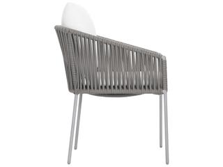 Bernhardt Exteriors Slate Gray / Charcoal Mist Amalfi Arm Patio Dining Chair with Cushion