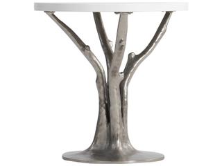 Bernhardt Exteriors Bone / Shiny Nickel Round Cyprus Patio End Table