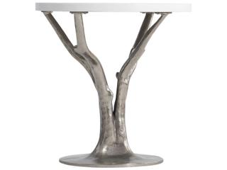 Bernhardt Exteriors Bone / Shiny Nickel Round Cyprus Patio End Table