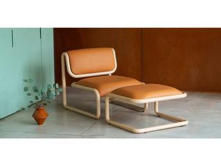 Tube Brown Leather Accent Chair