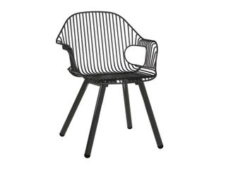 Rita Steel with Galvanized Iron Black Dining Arm Chair — Rita Steel Dining Arm Chair in Black