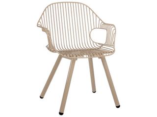 Rita Steel with Galvanized Iron Tan Dining Arm Chair — Rita Steel with Galvanized Iron Dining Arm Chair in Tan