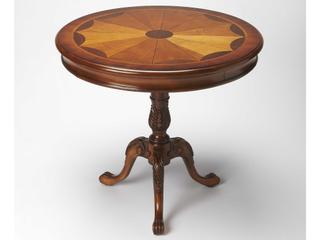 Specialty Carissa Round Pedestal Foyer Table in Cherry Dark Brown
