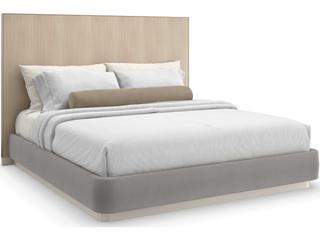 Classic Dream Chaser Dry Martini Cloud Brushed Gold Natural Poplar Wood Upholstered King Platform Bed