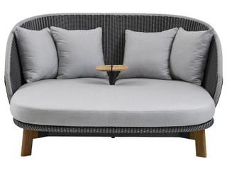 Cane Line Outdoor Peacock Teak/Grey/Light Grey Soft Rope Lounge Daybed in Grey