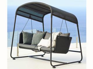 Cane Line Outdoor Cave Graphite Weave Aluminum Swing in Grey