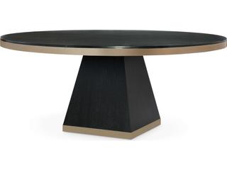 Century Furniture Corso Round Wood Black Cerused Champagne Dining Table