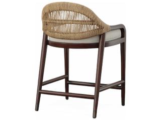 Century Furniture Curate Upholstered Mahogany Wood Counter Stool