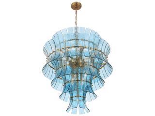 Crystorama Abigail 21-Light Aged Brass Blue Tiered Chandelier
