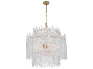 Crystorama Ackerly 8-Light Aged Brass Candelabra Tiered Chandelier