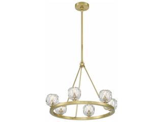 Crystorama Aragon 6-Light Soft Brass Crystal Glass Globe Round Chandelier