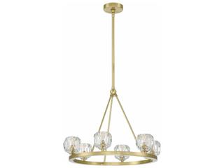 Crystorama Aragon 6-Light Soft Brass Crystal Glass Globe Round Chandelier