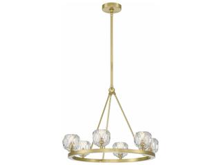 Crystorama Aragon 6-Light Soft Brass Crystal Glass Globe Round Chandelier