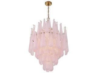 Crystorama Ollie 16-Light Aged Brass Pink Candelabra Chandelier
