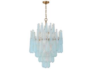 Crystorama Ollie 16-Light Aged Brass Blue Candelabra Chandelier