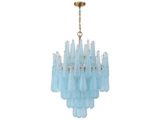 Crystorama Ollie 16-Light Aged Brass Blue Candelabra Chandelier