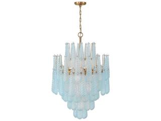 Crystorama Ollie 16-Light Aged Brass Blue Candelabra Chandelier