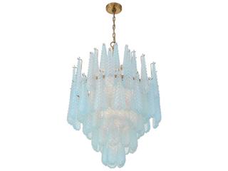 Crystorama Ollie 16-Light Aged Brass Blue Candelabra Chandelier