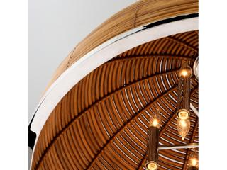 Corbett Lighting Carayes 3-Light Natural Rattan Stainless Steel Brown Dome Chandelier