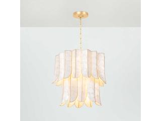 Corbett Lighting Cartagena 7-Light Vintage Gold Leaf White Candelabra Tiered Chandelier