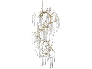 12-Light Anita Chandelier Gold Leaf Crystal Branch Design