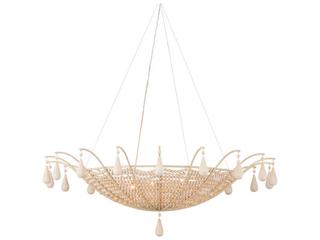 Currey & Company Korg 5-Light Sandstone Wood Bowl Chandelier