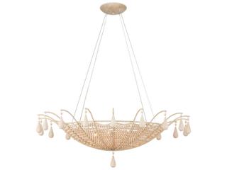 Currey & Company Korg 5-Light Sandstone Wood Bowl Chandelier