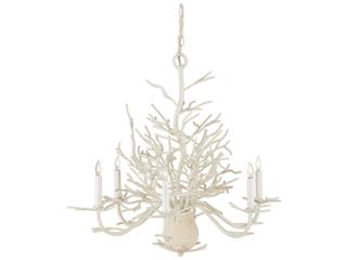 Currey & Company Seaward 6-Light White Coral natural Sand Candelabra Chandelier
