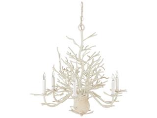 Currey & Company Seaward 6-Light White Coral natural Sand Candelabra Chandelier