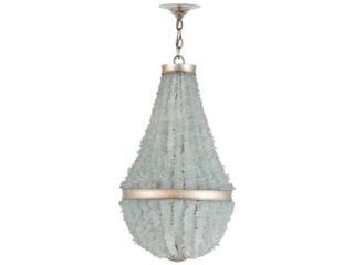 Currey & Company Platea 3-Light Contemporary Silver Leaf Seaglass Pendant