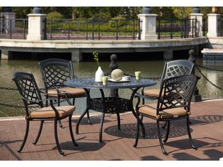 Darlee Outdoor Living Sedona Cast Aluminum 5-Piece Dining Set with Cushions and 48'' Round Dining Table