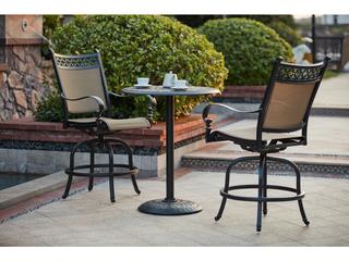 Darlee Outdoor Living Mountain View Cast Aluminum Sling Counter Height Swivel Stool in Antique Bronze