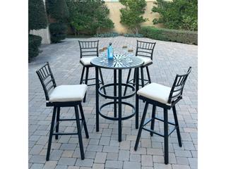 Bella Aluminum 5-Piece Patio Bar Set with 30 feet' Round Bar Table