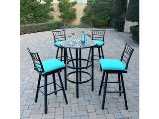 Bella 30-Inch Round Cast Aluminum 5-Piece Patio Bar Set in Dark Chocolate