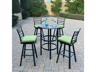 Darlee Outdoor Living Bella Aluminum 5-Piece Patio Bar Set with 30 feet' Round Bar Table