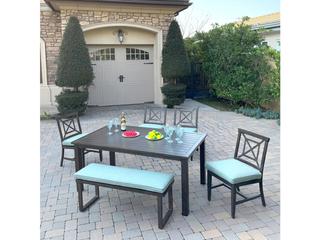 Darlee Outdoor Living Atlantis Aluminum 6-Piece Patio Dining Set with 70" x 41.7" Rectangular Table