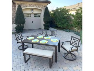 Atlantis Aluminum 6-Piece Dining Set with 70-Inch Rectangular Table