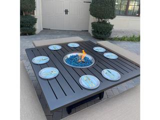 Darlee Outdoor Living Brooklyn Aluminum 5-Piece Dining Set with 60" Square Propane Fire Pit Dining Table
