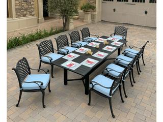 Nassau Cast Aluminum 11-Piece Extension Patio Dining Set in Antique Bronze