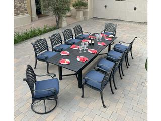 Nassau Cast Aluminum 11-Piece Extension Patio Dining Set in Antique Bronze