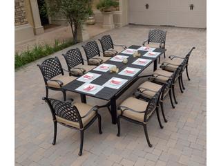Nassau 11-Piece Cast Aluminum Patio Dining Set with Extension Table