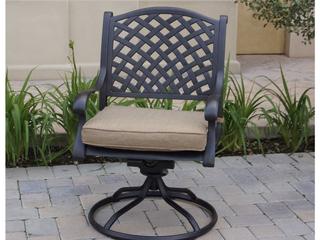 Darlee Outdoor Living Standard Nassau Cast Aluminum Antique Bronze Swivel Rocker Dining Arm Chair Set of 4