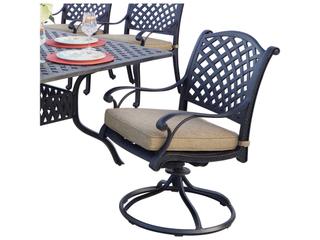 Darlee Outdoor Living Standard Nassau Cast Aluminum Antique Bronze Swivel Rocker Dining Arm Chair Set of 4