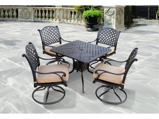 Darlee Outdoor Living Nassau Cast Aluminum Antique Bronze 5 Piece Dining Set with 36'' Wide Square Dining Table