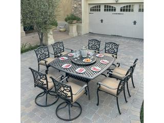 Santa Monica 10-Piece Cast Aluminum Dining Set in Antique Bronze